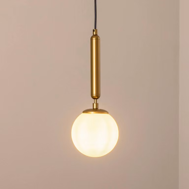 Lampada a sospensione in vetro King Opviq, dimmerabile, Ottone / Oro, Soggiorno / Sala da pranzo, Vetro, Lampada a sospensione