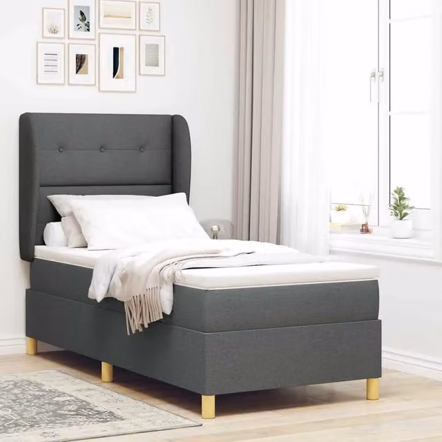 Letto ibrido con testiera in tessuto grigio vidaXL L 200 cm x P 80 cm