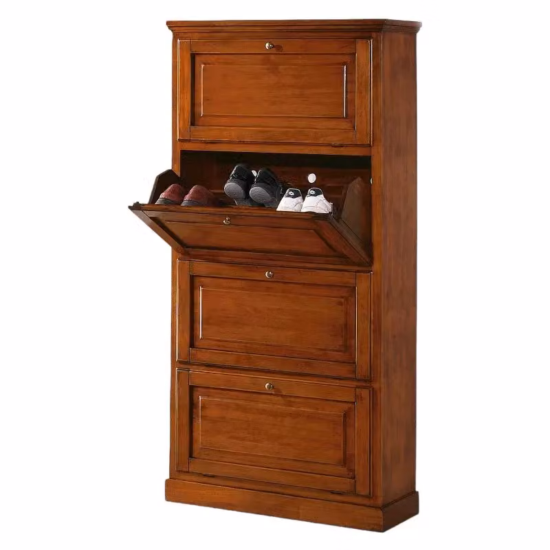 Scarpiera a 4 ante in legno massello Mobili 2G colore noce L: 80 cm, P: 30 cm, H: 170 cm – 2