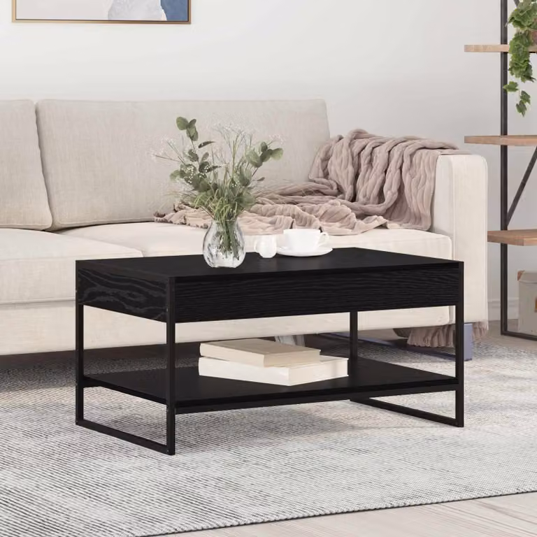 vidaXL Tavolino da salotto rettangolare in stile industriale, colore nero, L 80 x P 50 x H 40 cm