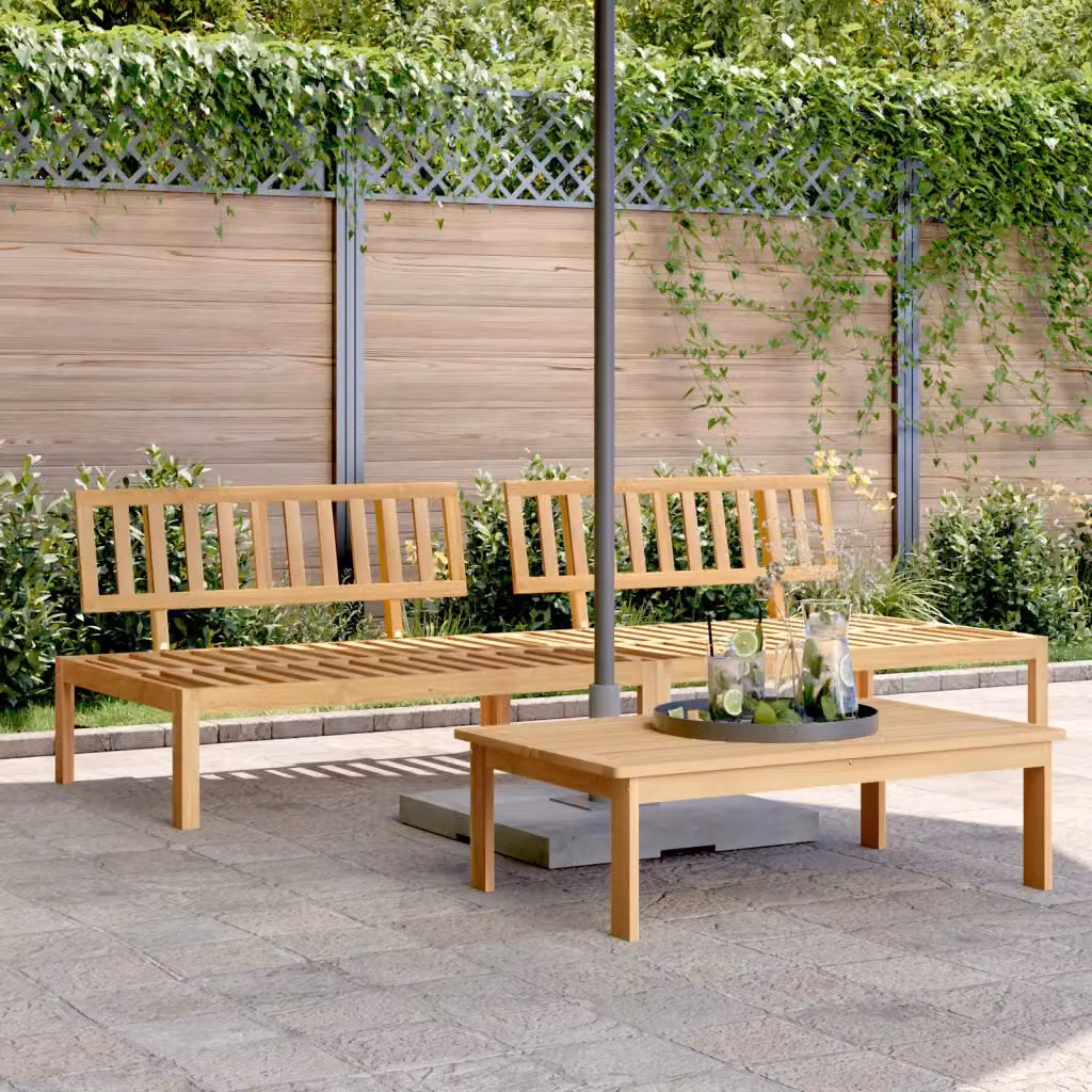 Set di 2 divani centrali da giardino vidaXL in legno massello di acacia color marrone