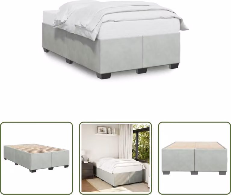The Living Store Struttura letto in velluto grigio chiaro 120x190 cm