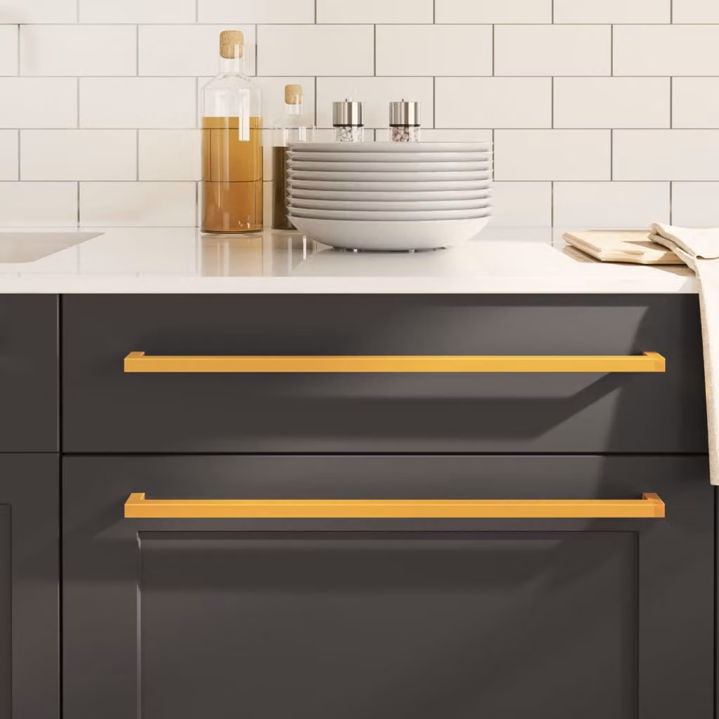 Set di 10 maniglie per mobili a barra vidaXL in acciaio inox color oro