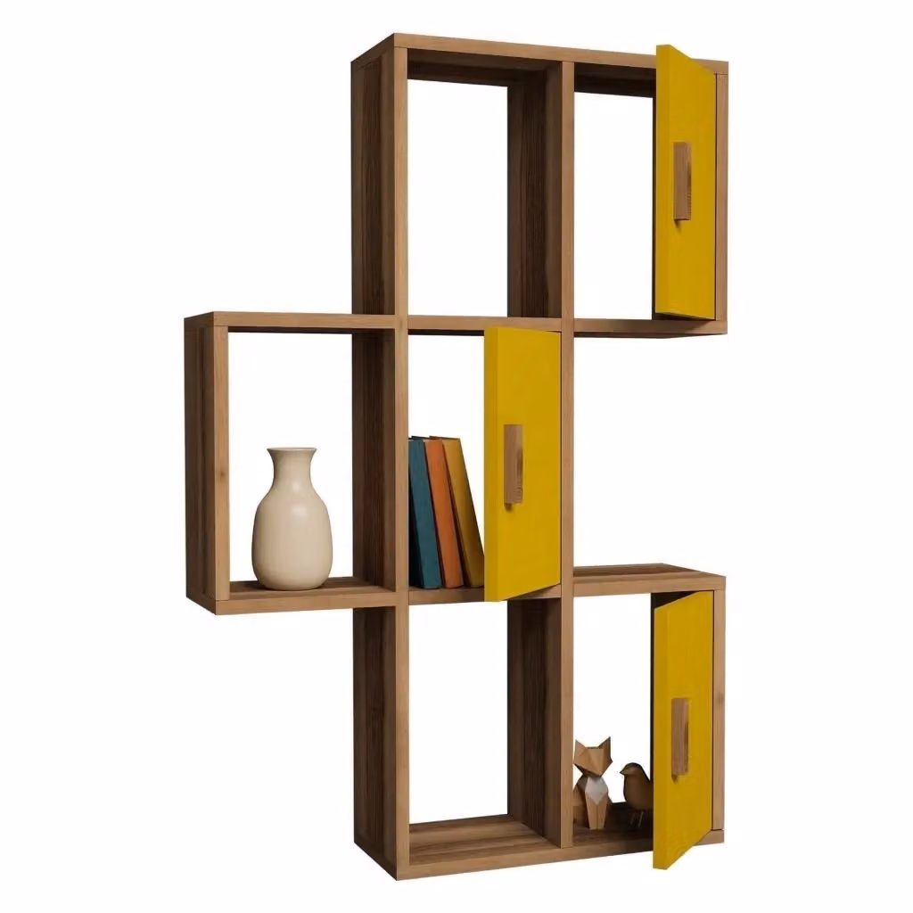 Mensola Carzano con 7 Ripiani in Legno Marrone Noce, L 50 cm x P 20 cm x H 113 cm – 2
