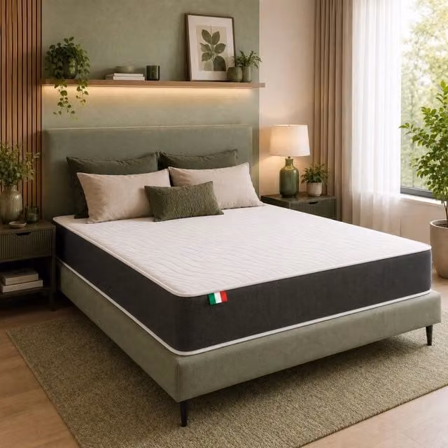 Materasso Memory Foam H30 175x200 Matrimoniale - Americano 30 cm, 7 Zone, Semirigido, Doppio Comfort, Made in Italy - Essential