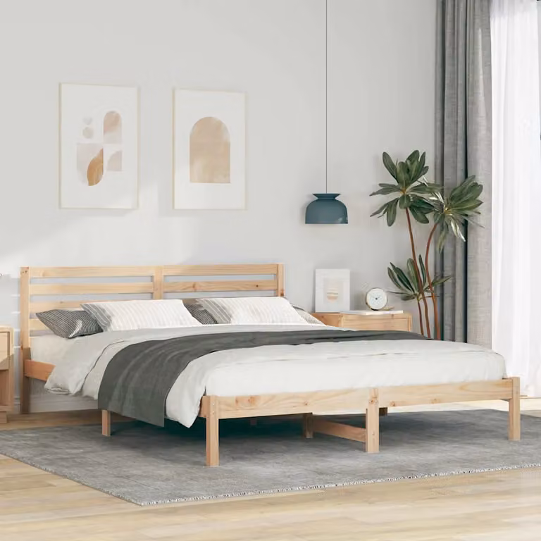 Struttura del letto in pino massello vidaXL, colore marrone, L/P/H: 160 x 200 x 100 cm