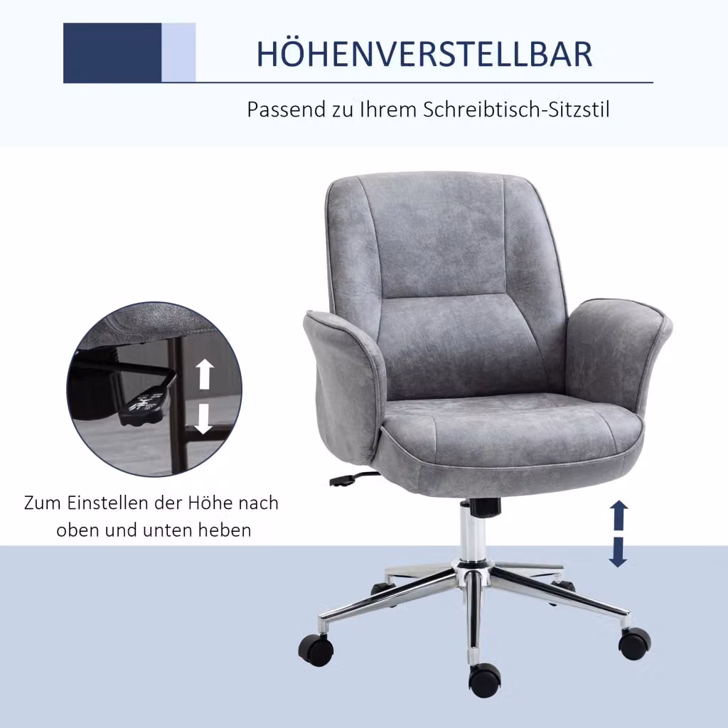 Sedia da ufficio ergonomica OKWISH girevole in tessuto grigio per home office, L: 69 cm, P: 67 cm, H: 120 cm – 2