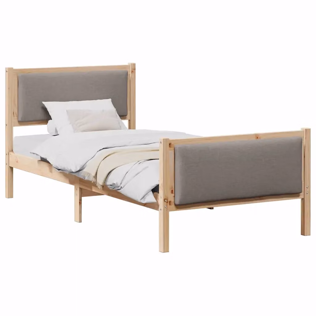 Struttura del letto con testiera Talpa vidaXL in legno di pino e tessuto, L/P/H: 100 x 200 cm – 2
