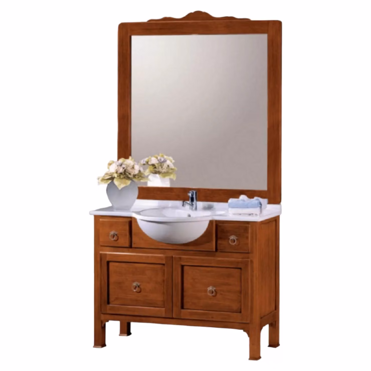 Mobile bagno Mobili 2G in legno e pietra con lavabo e specchio, L: 108 cm – 2