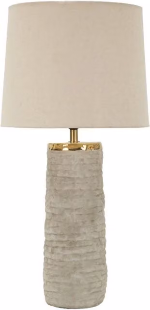 Lampada da tavolo Lima Mauro Ferretti in ceramica e metallo, colori oro/ottone, grigio o beige, H 73 cm x ø 37 cm