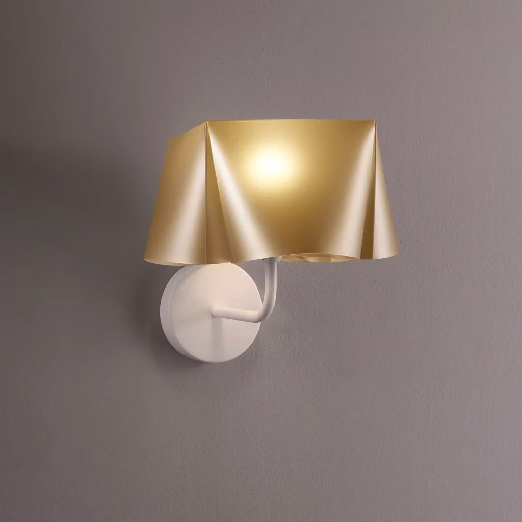 Applique Moderna Wanda Linea Zero in Metallo e Polilux Bianco e Oro/Ottone con 1 Luce E14 – 2
