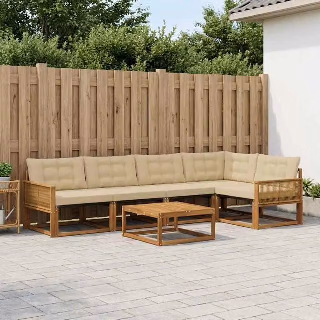 Set di divani da esterno 6 pz Naturale e Beige 3381445