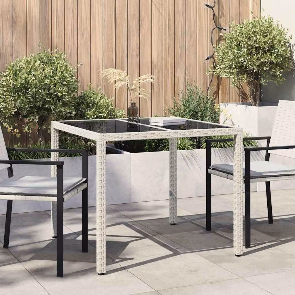 vidaXL Tavolo da giardino quadrato in polyrattan bianco L 90 x P 90 x H 75 cm