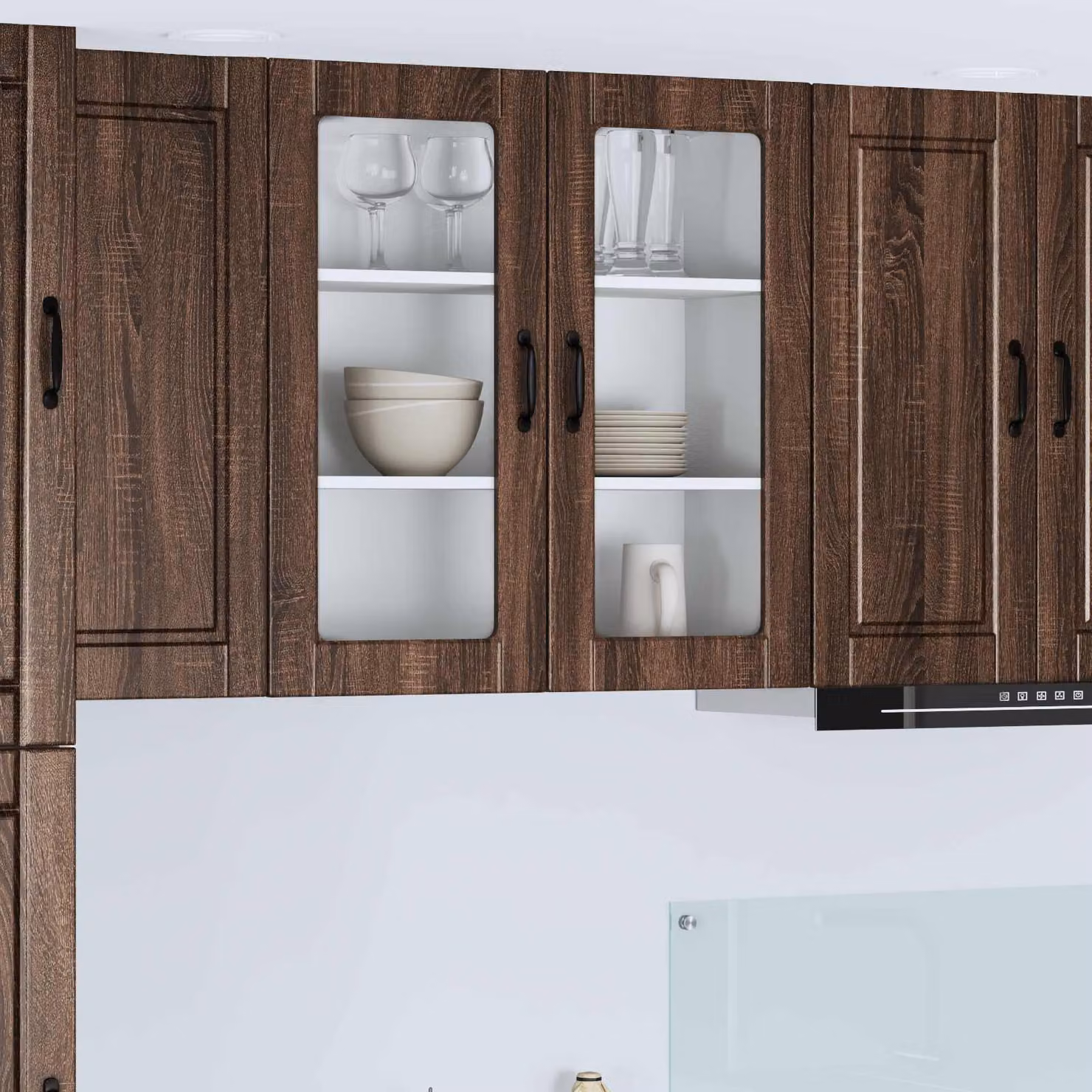 Mobile da parete vidaXL PORTO in legno e vetro, Rovere Marrone, L: 80 cm, P: 31 cm, H: 80 cm