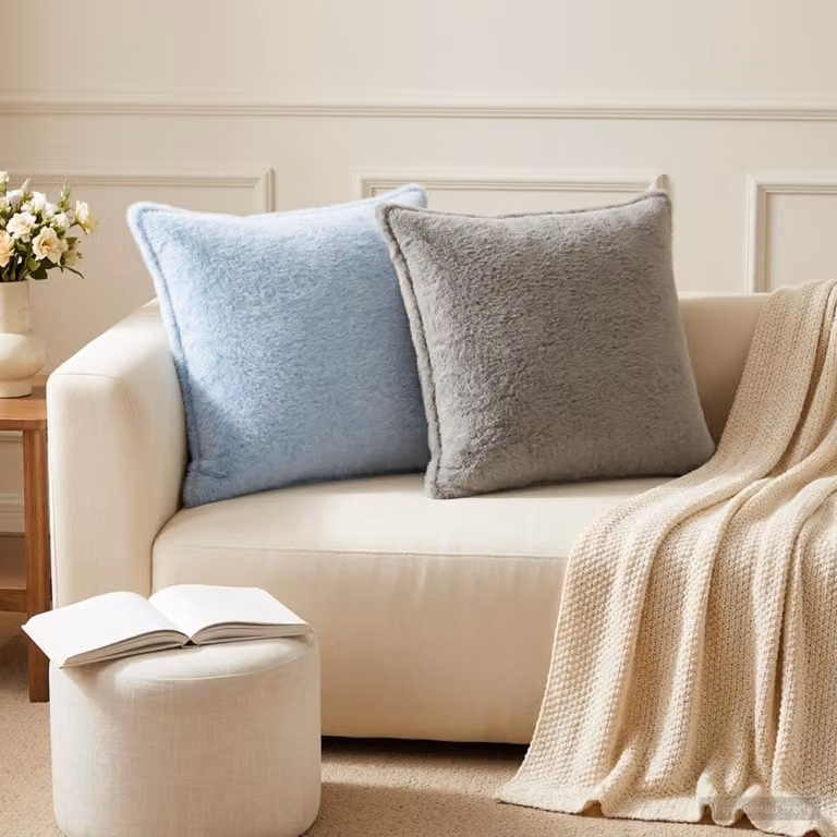 Set di 2 federe vidaXL HOUTEN in ecopelliccia grigio chiaro, L 55 cm x P 55 cm
