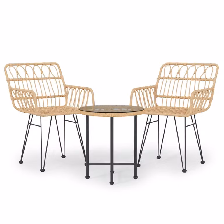 Set da Pranzo da Giardino 3 pz in Polyrattan