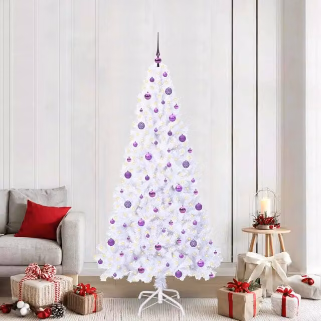 Albero di Natale artificiale bianco con LED vidaXL in PVC e metallo stile minimalista Altezza: 210 cm