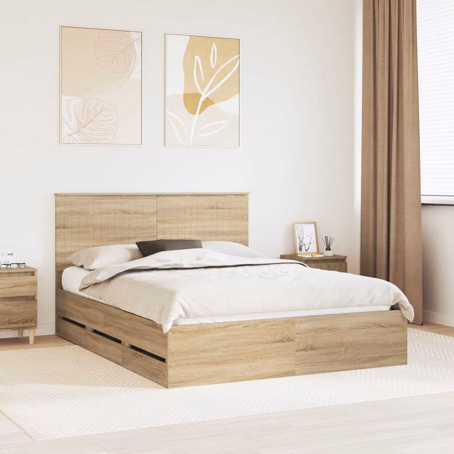 Struttura letto con cassetto vidaXL in Rovere Sonoma, L 150 x P 200 cm