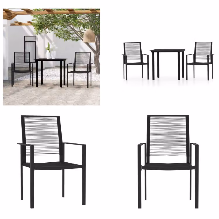 vidaXL Set da pranzo da giardino 3 pezzi nero - Set da pranzo da giardino - Set da pranzo da esterno - Set da pranzo da patio