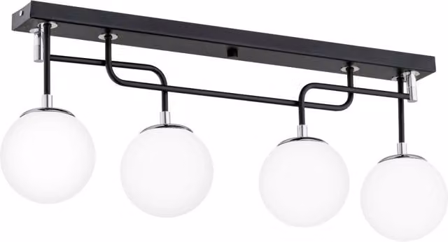 Plafoniera moderna GATUS Alfa in metallo nero, bianco e argento con 4xE14