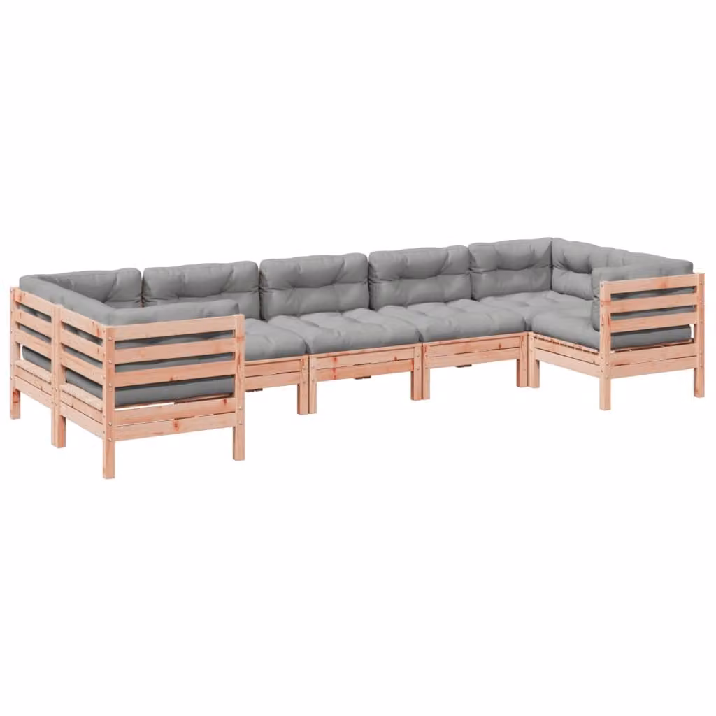 Set Divani Giardino 7 pz Cuscini Legno Massello Abete Douglas