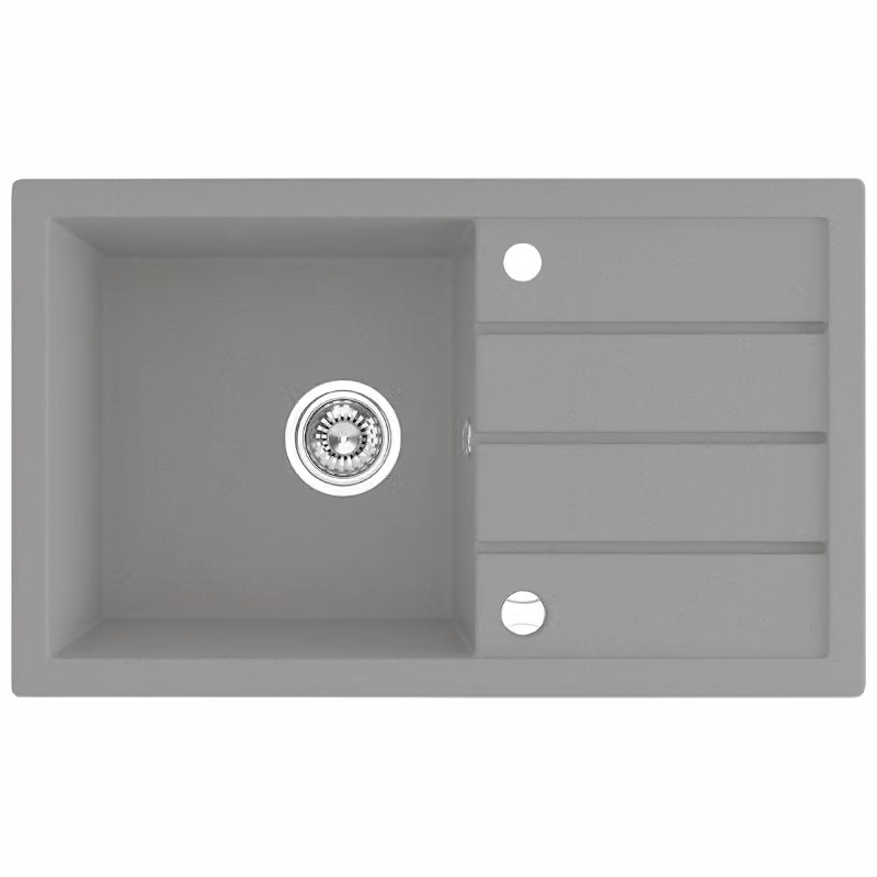 Lavello di design in granito a 1 vasca con scolapiatti grigio