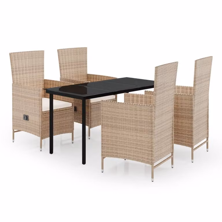 Set da Pranzo da Giardino 5 pz con Cuscini Beige