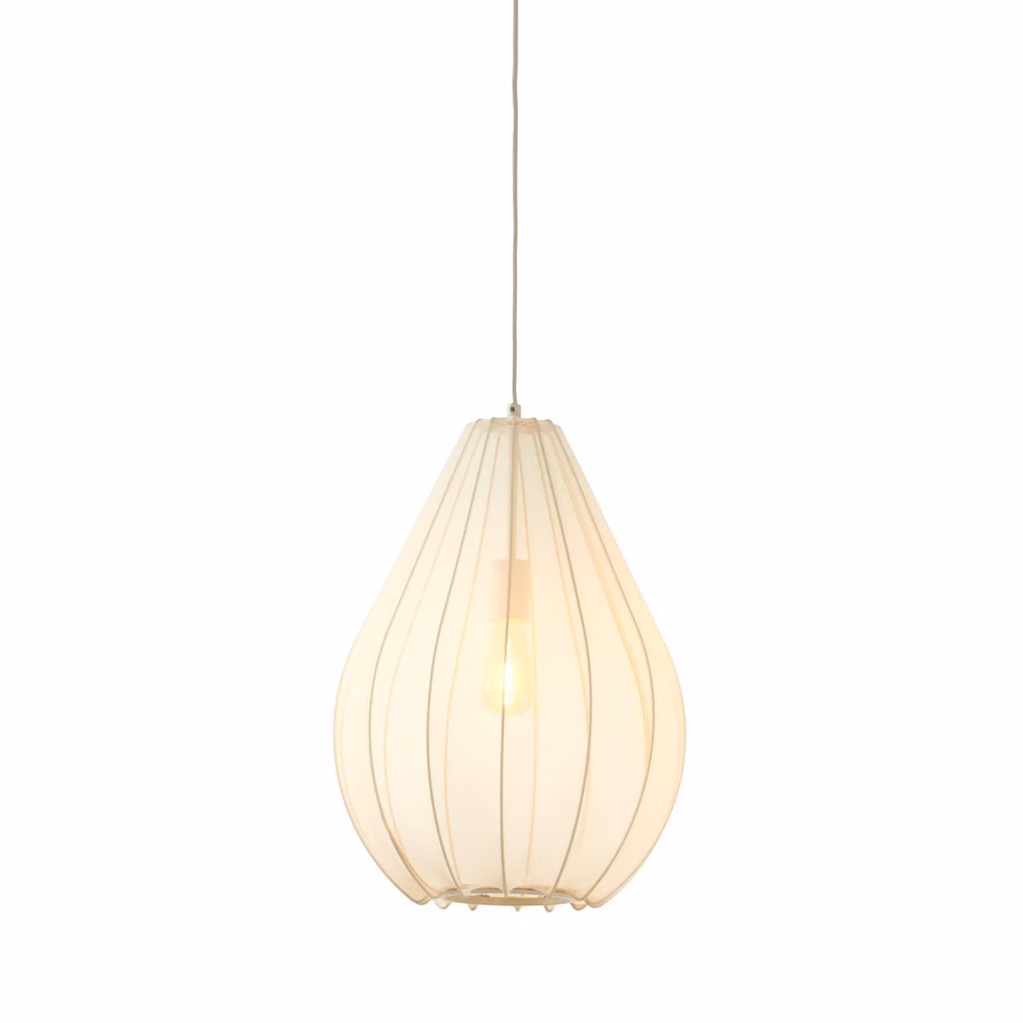 Lampada a sospensione - beige bianco - Itela - tessile - Ø 38cm - E27 - 2977027 - Light & Living