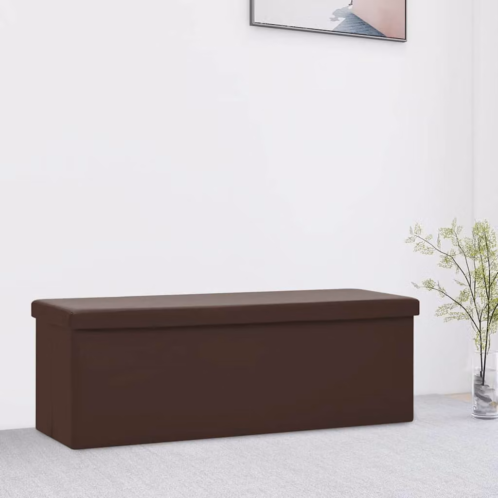 Panca portaoggetti pieghevole vidaXL moderna in marrone con rivestimento in ecopelle e struttura in MDF e plastica