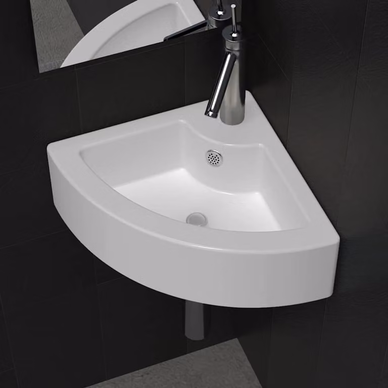 Lavandino da appoggio in ceramica con troppopieno vidaXL Bianco L: 45 cm, P: 32 cm, H: 12,5 cm