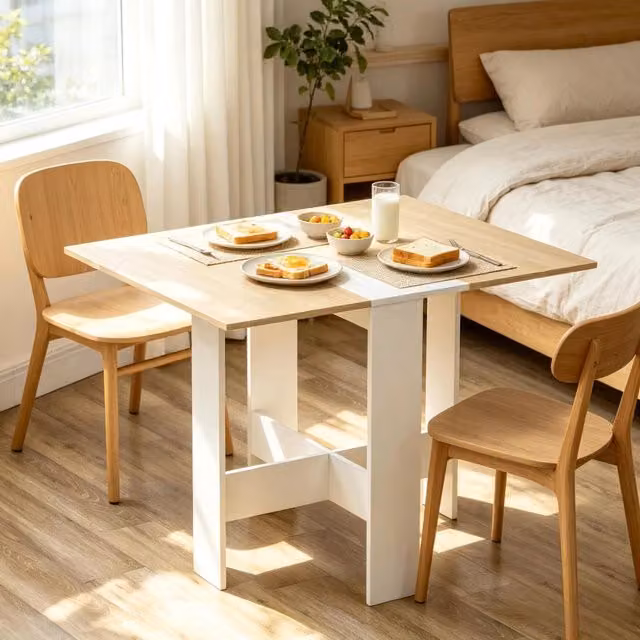 Tavolo da pranzo pieghevole, tavolino da caffè pieghevole, tavolo laterale design bicolore (solo con tavolo da pranzo)