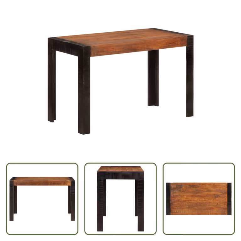 The Living Store Tavolo da pranzo marrone miele 120x60x76 cm in legno massiccio di mango