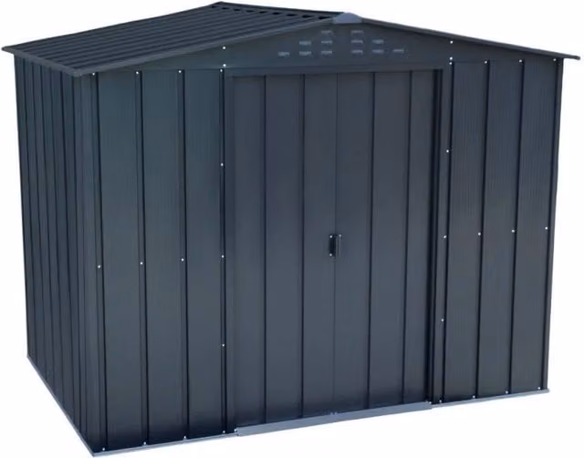 Casetta Box da Giardino GIORDANOSHOP in Acciaio Zincato Antracite con Finestra e Porte Scorrevoli L: 183 cm, P: 261,6 cm, H: 204,5 cm