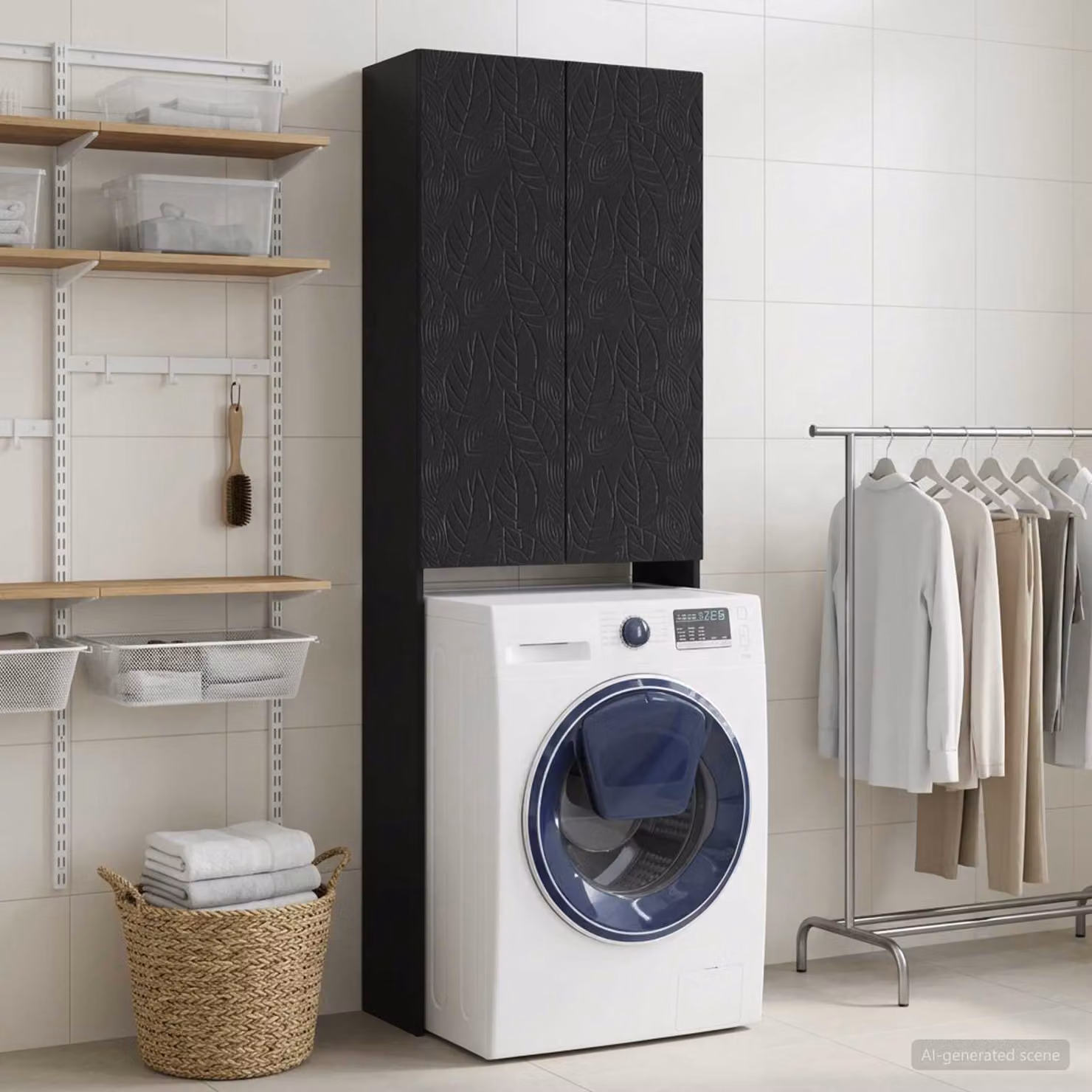 Mobiletto da bagno vidaXL DELFT nero in legno ingegnerizzato L: 66 cm, P: 25,5 cm, H: 190 cm