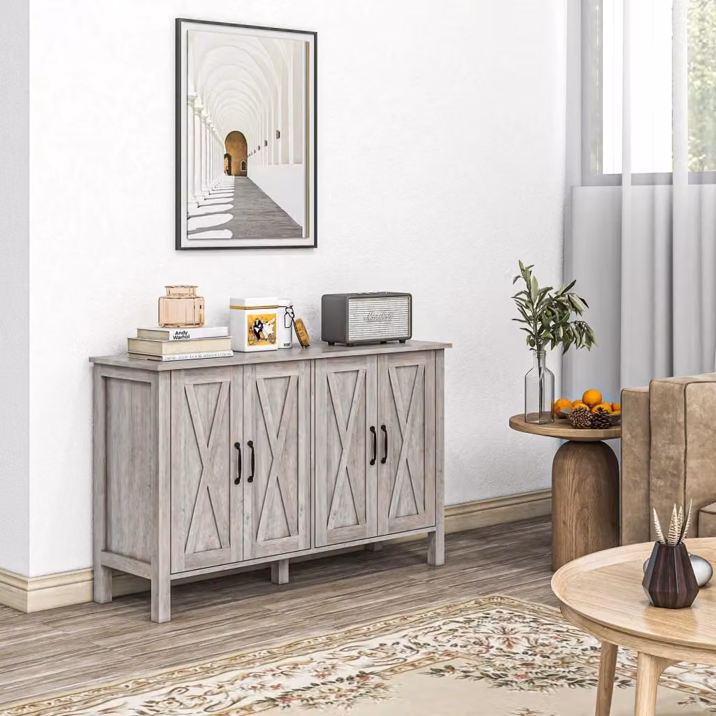 Credenza in stile rustico Giordanoshop in MDF laccato grigio L: 120 cm, P: 37 cm, H: 75 cm – 2