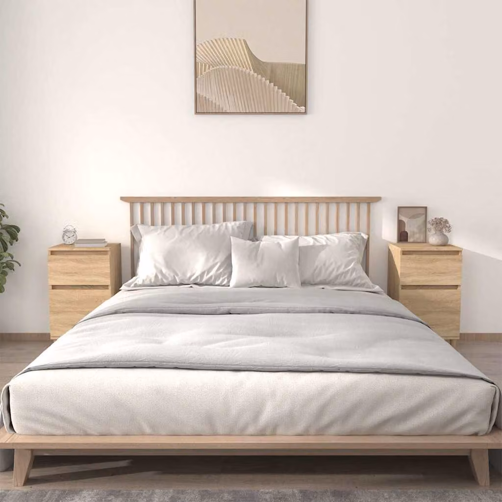 Set di 2 comodini moderni vidaXL in legno Rovere Sonoma, colore beige e marrone, L 40 cm x P 35 cm x H 70 cm