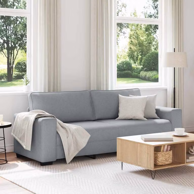 vidaXL Divano a 3 Posti Moderno in Tessuto Grigio L: 220 cm, P: 77 cm, H: 82 cm