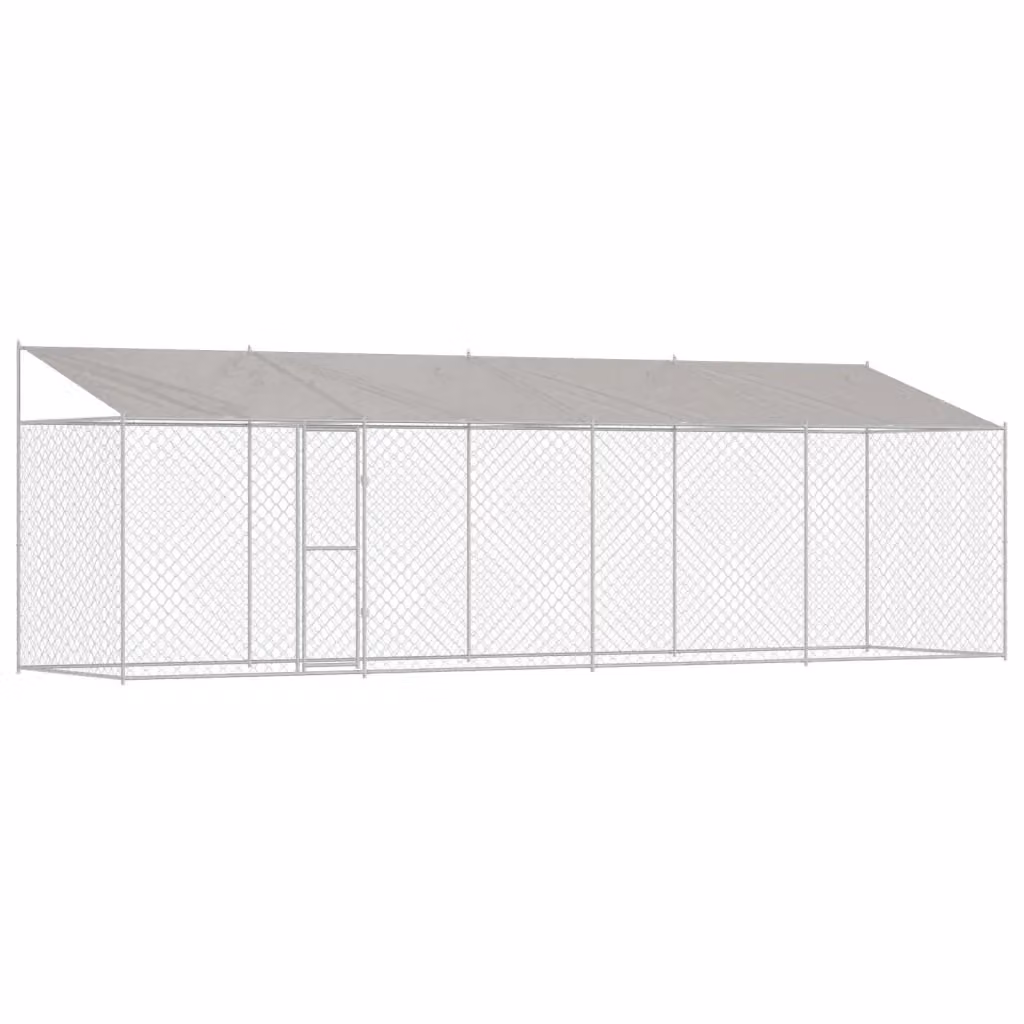 Gabbia per cani vidaXL in metallo argento con tetto resistente alle intemperie L: 800 cm, P: 200 cm, H: 256 cm – 2