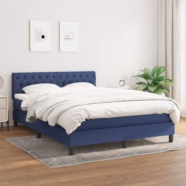 Letto Ibrido con Giroletto a Molle e Materasso vidaXL, Colore Blu e Bianco, L/P: 140 x 200 cm – 1