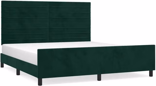 Letto matrimoniale | Letto per adulti | Giroletto senza Materasso Verde Scuro 160x200 cm in Velluto