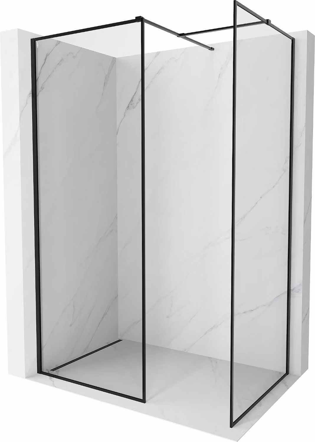 Mexen Kioto-F Pannello doccia Walk-in con cornice 100 x 90 cm, trasparente 8 mm, nero - 800-100-202-04-70-090
