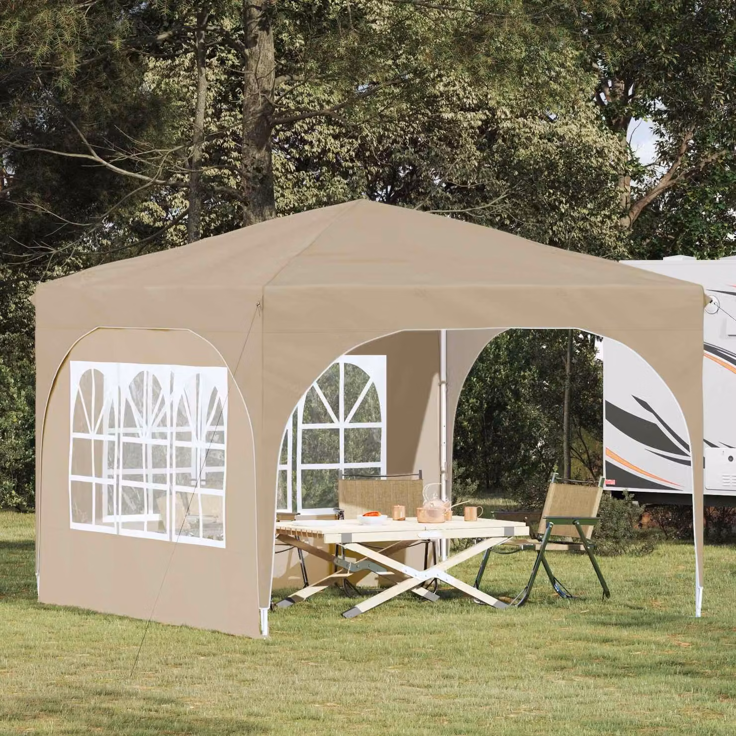 Maison Exclusive - Tenda pop-up per feste, dimensioni 290 x 290 x 245 cm, colore crema
