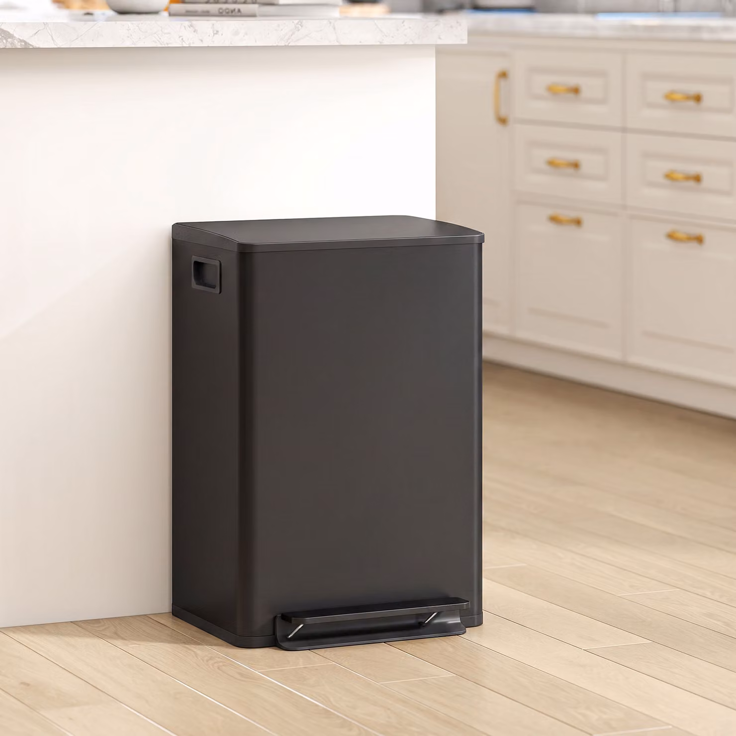 Pattumiera da cucina HOMCOM a pedale con secchio interno removibile e chiusura soft-close, nero, 50 L – 2