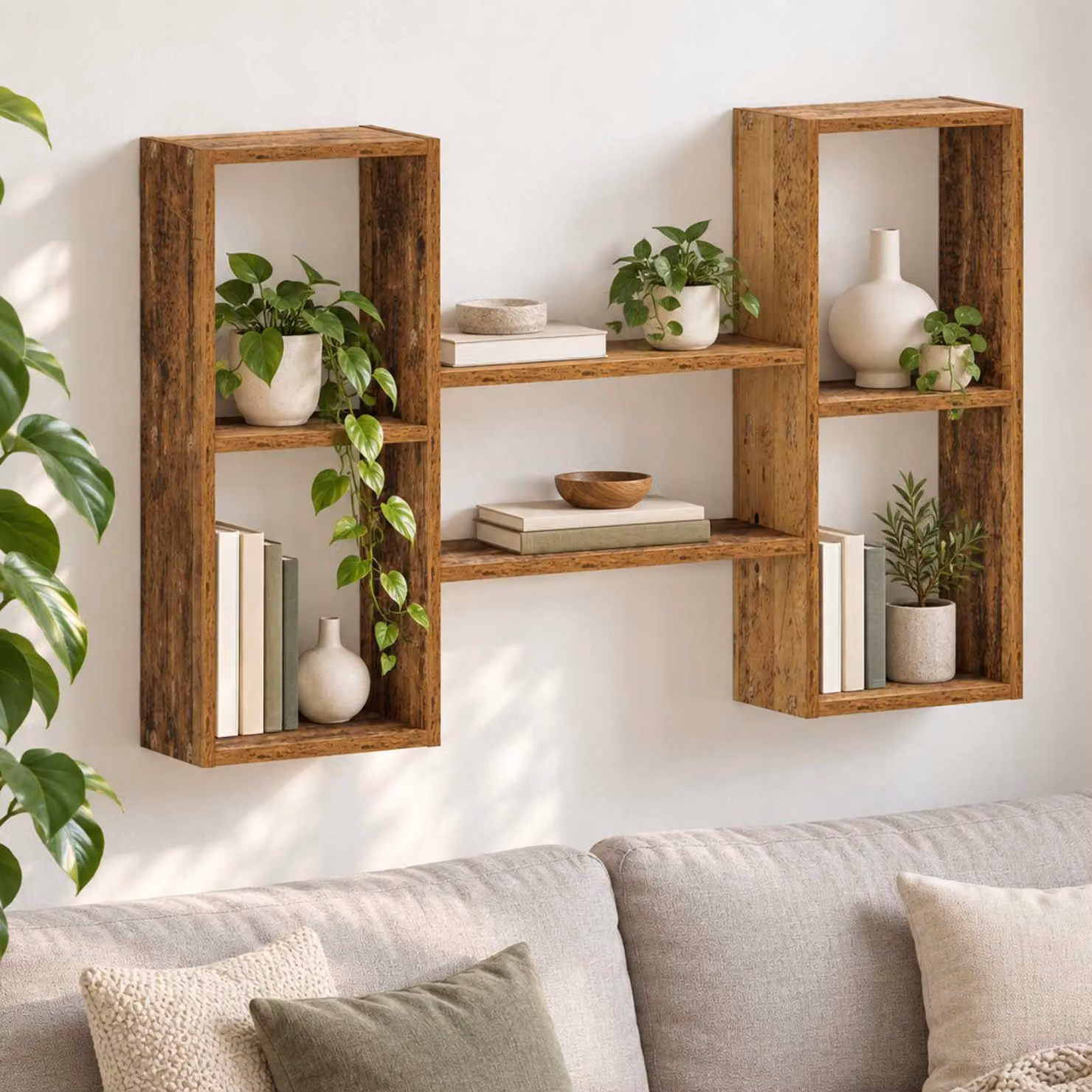 Scaffale da parete moderno vidaXL in legno color marrone L: 102 cm, P: 17 cm, H: 59 cm