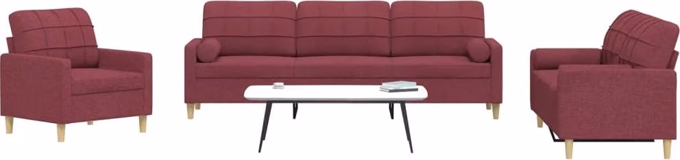 Maison Exclusive - Set divano a 3 posti con cuscini decorativi in tessuto bordeaux