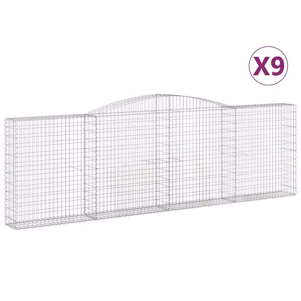 Set di 9 Cesti Gabbioni ad Arco Videx in Acciaio Zincato Argento L: 400 cm, P: 30 cm, H: 120/140 cm – 2