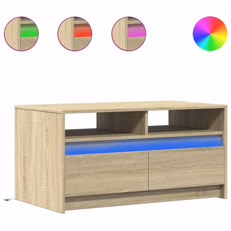 Tavolino da Salotto con Luci LED Rovere Sonoma in Truciolato