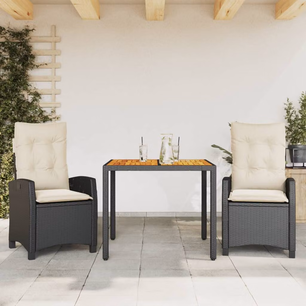 Maison Exclusive - Set da Pranzo da Giardino 3 pz con Cuscini Nero in Polyrattan