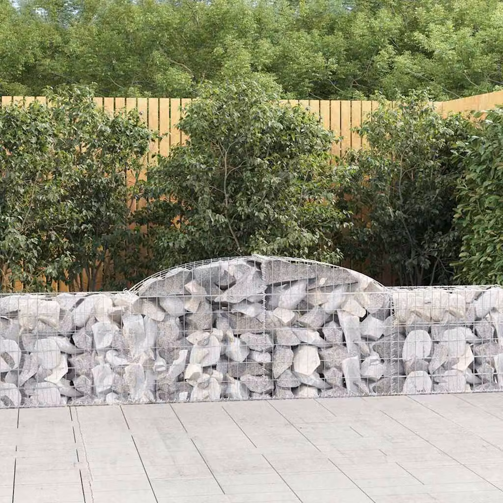 Set di 4 Cesti Gabbioni ad Arco vidaXL in Acciaio Zincato Grigio L: 300 cm, P: 30 cm, H: 60/80 cm