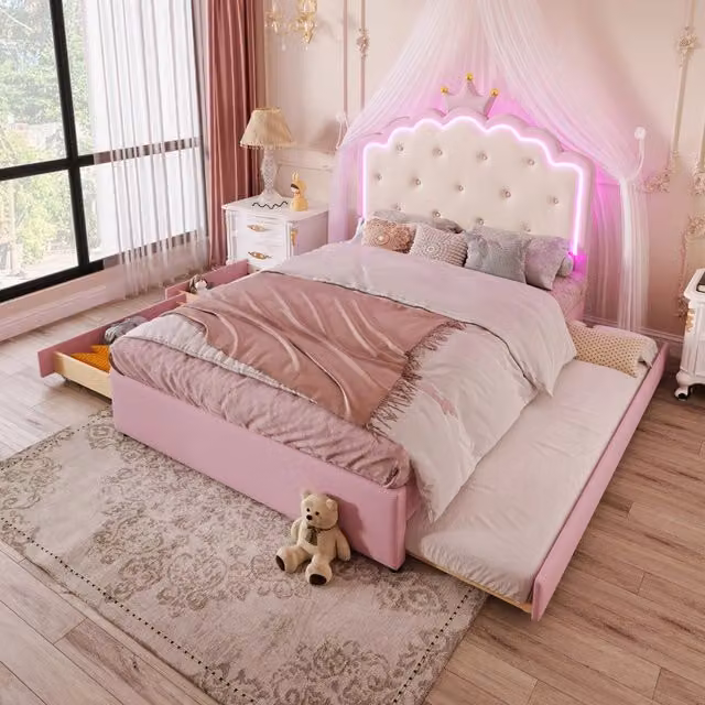letto imbottito pu rosa 140 x 200 cm